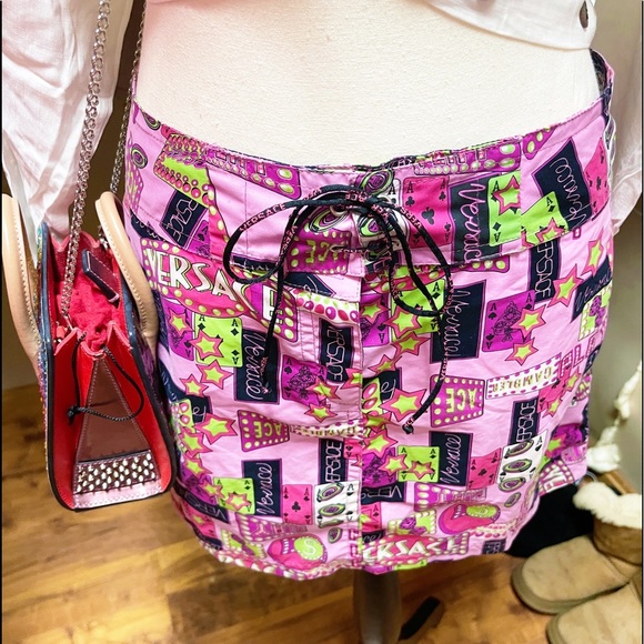 Authentic Versace RARE NWT Vintage Y2K Pink Vegas Star Mini Skirt - Picture 5 of 12